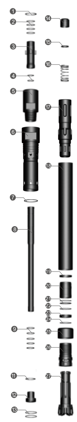Black DIamond Drilling RC121-BD040 Lista de piezas del martillo de circulación inversa