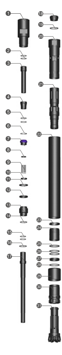 Black Diamond Drilling BD54 RC Lista de piezas del martillo de circulación inversa