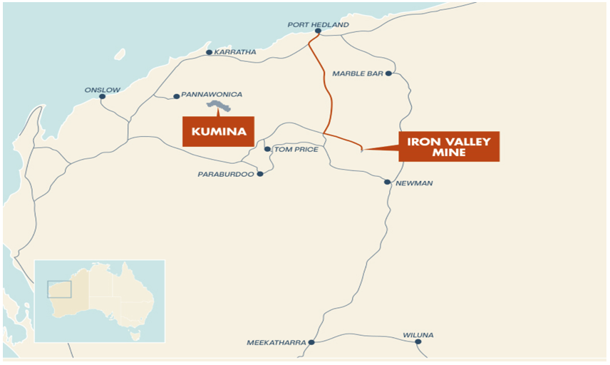 iron valley location on pilbara map